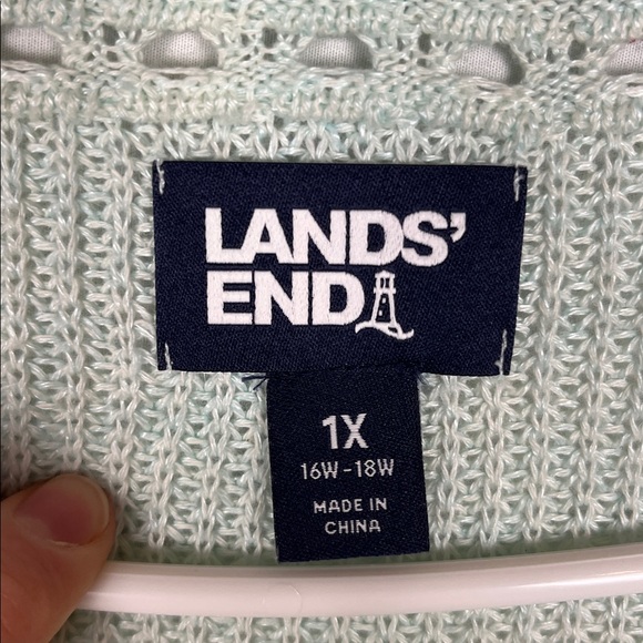 Lands' End Pastel Multicolored Linen Cotton Blend Knit Cardigan - Picture 4 of 7